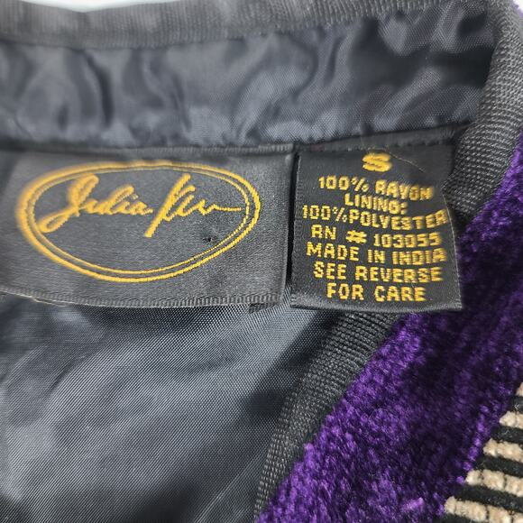 Julia Kim Purple Gold Tapestry Chenille BOHO Vintage Patchwork Jacket Blazer S - Picture 4 of 4